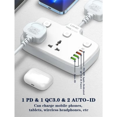 Picture of LDNIO SC2413 PD & QC3.0 2 Universal Outlets Power Socket