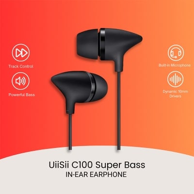 Picture of Uiisii C100 Super Bass Stereo In Ear Headphone - Black