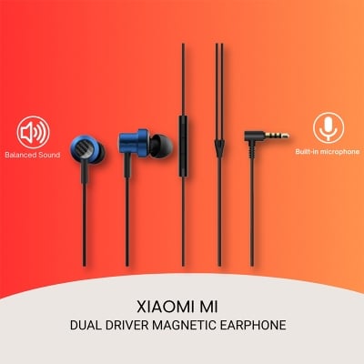 Picture of Xiaomi Mi Dual Dynamic Driver Magnetic Earphone Mi 3.5mm Wired In-Ear Headphones with Mic Mijia Double-action Coil Earphones Noise-Canceling Earbuds Lightweight Sports Headset