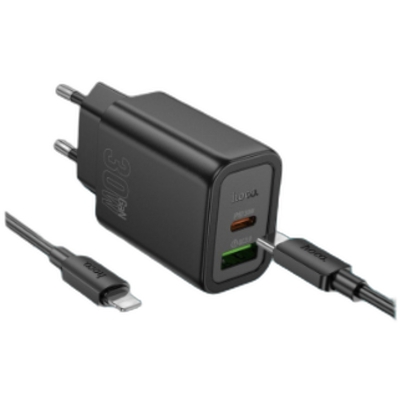 Picture of Hoco N63 PD QC3.0 30W Dual Port Fast Charging Wall Charger with 1m Type C to Lightning Cable