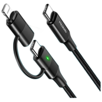 Picture of Mcdodo CA-712 2-in-1 60W Type-C to Lightning + Type-C Fast Charging Data Cable With Led Function -1.2m