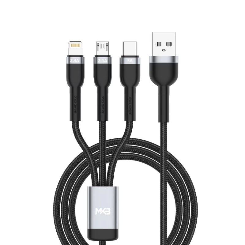 Picture of MKB U311 3in 1 ，USB -LIGHTNING/Type-c/micro /100W higt power /FAST Cafule cable---