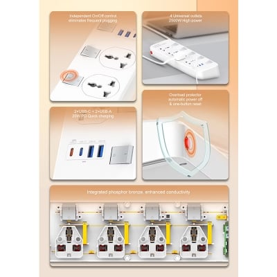 Picture of LDNIO SC4408C Extension Power Socket (4 AC + 4 USB)
