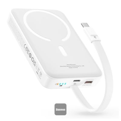 Picture of Baseus Power Bank 30W Magnetic Wireless Power Bank with Built-in Type-C Cable