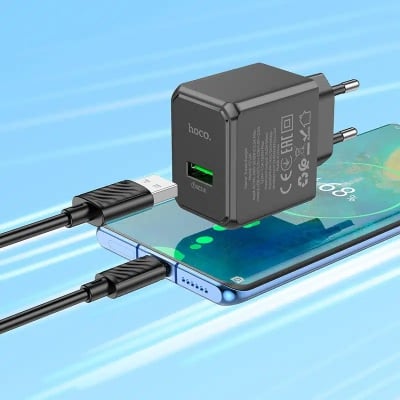 Picture of Hoco CS12A Ocean Single Port QC3.0 Charger Set (18W, EU Plug)