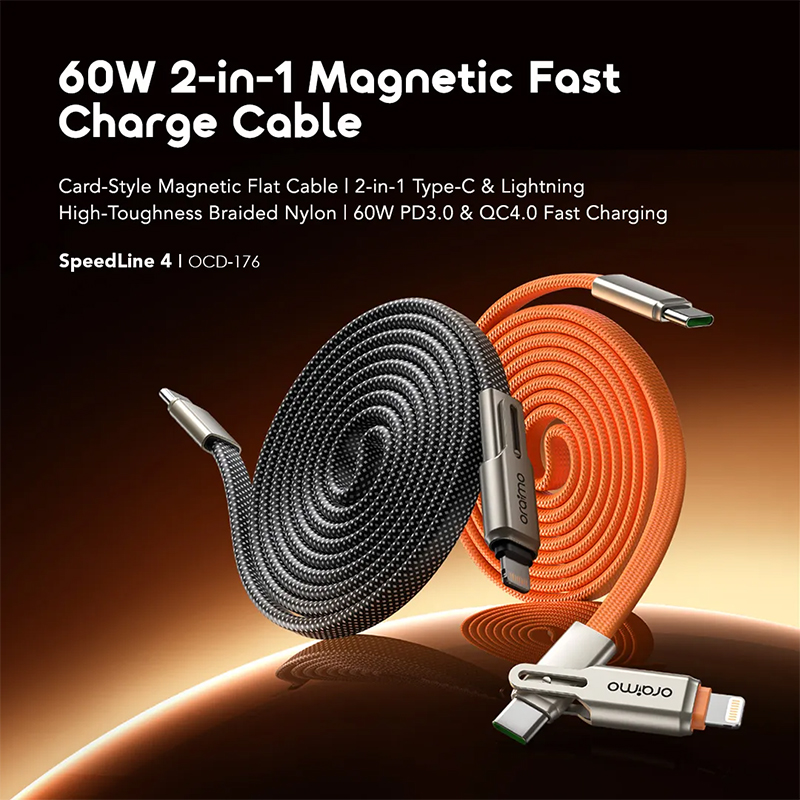 Picture of oraimo SpeedLine 4 OCD‑176 (Magnetic 2‑in‑1 Fast Charging Cable)