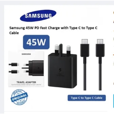 Picture of Official Samsung 45W PD Fast Charging Adapter /Charger Type-C to Type-C with Cable