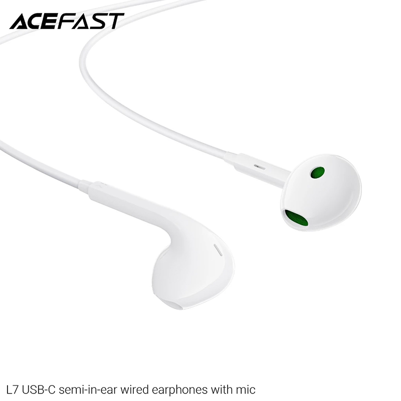 Picture of ACEFAST | L7 Type-C Semi In-Ear Wired Earphones with Mic | USB-C Plug-and-Play | Anti-Spray Noise-Reduction Mic | 1.2m Tangle-Resistant Cable, 16g | TPE+ABS+Aluminum+Nylon | For Android USB-C Phones & Tablets
