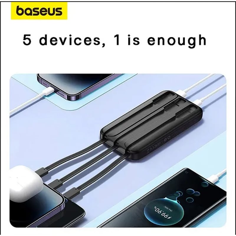 Picture of Baseus Comet Series PPMD2-20 Triple Cable 20000mAh Black 22.5W Power Bank with Digital Display