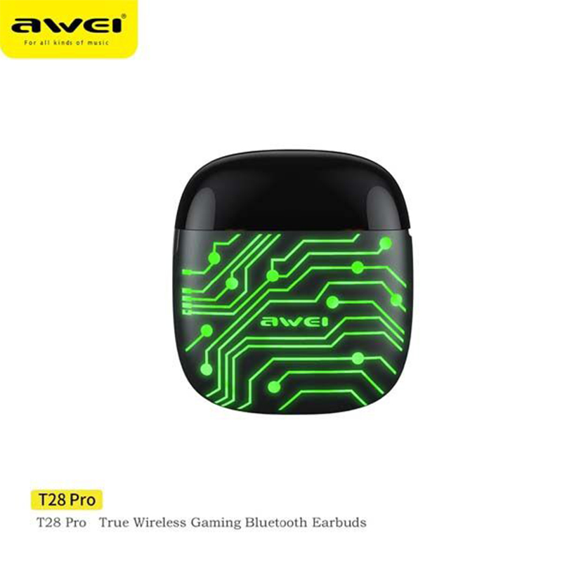 Picture of Awei T28 Pro Wireless Bluetooth Gaming Earbuds Cool LED Light Colour Change - Earbuds