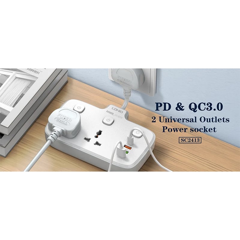 Picture of LDNIO SC2413 PD & QC3.0 2 Universal Outlets Power Socket