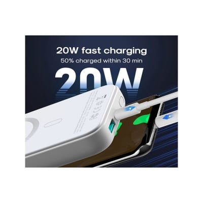 Picture of JOYROOM JR-W020 Mini Power Bank 10000mAh 1 Input 3 Output with Magnetic Wireless MagSafe 20W PD Fast Charging