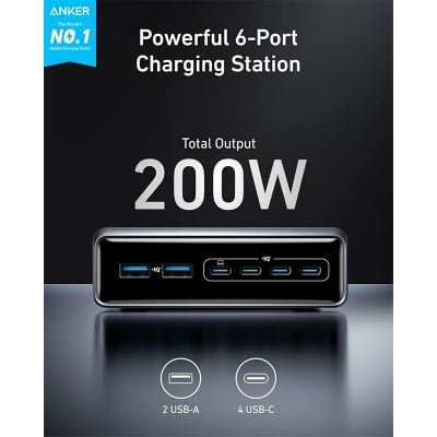 Picture of Anker Prime 200W 6 Ports GaN USB-C PD Charging Station (A2683)