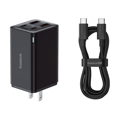 Picture of Baseus GaN6 Pro 100W 2 x USB-C Type-C + 2 x USB Fast Charger, US Plug (Black)