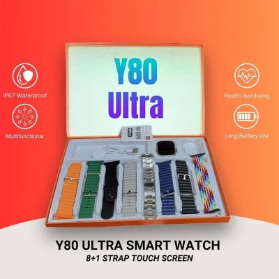 Picture of Y80 Ultra Smart Watch 8 Straps 1 Bumper Wireless Charging Bluetooth Calling Fashionable Watch for Men and Women