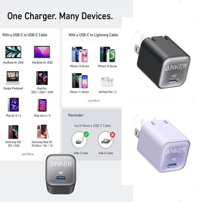 Picture of Ankeer Nano 3 30W Charger (Anker 511) for iPhone 15 & 14 & 13 Series