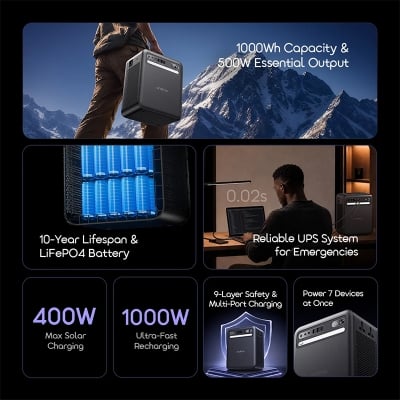 Picture of oraimo KILI OPS‑5102 (1000Wh LiFePO4 Power Station, 500W Output)