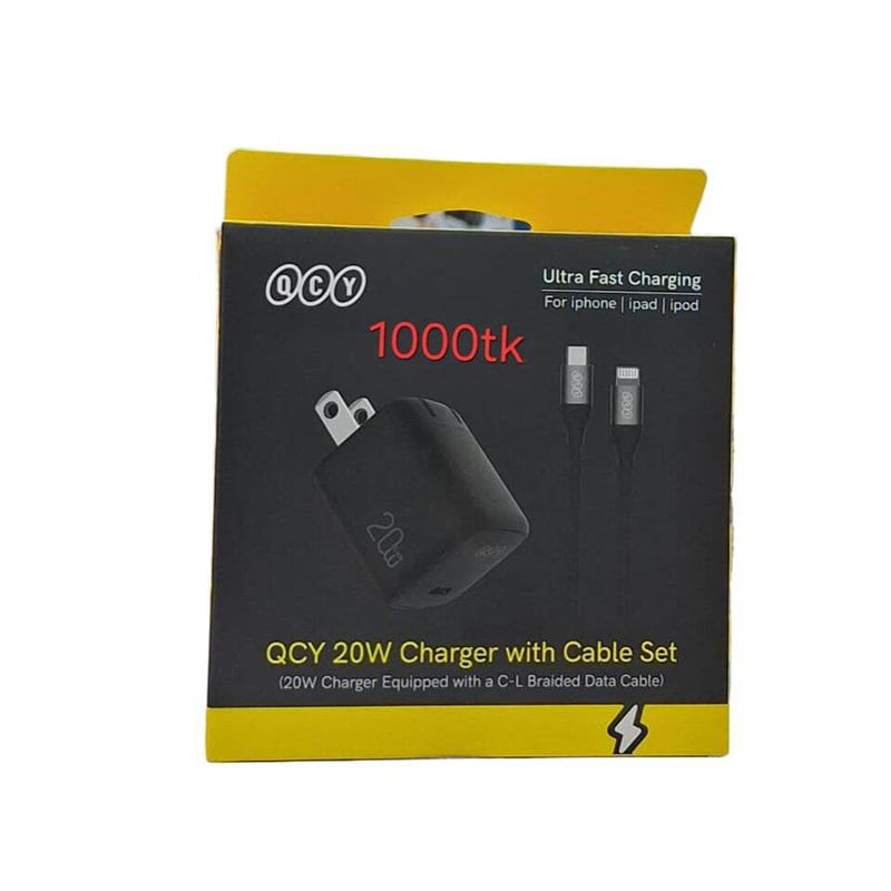 Picture of QCY CK03‑MG 20W Charger with Type‑C to Lightning Cable