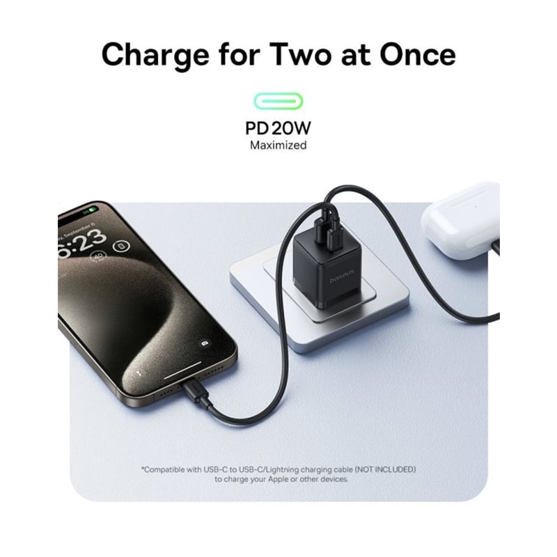 Picture of Baseus Palm Series 20W PD Fast Charger Set (USB‑C + USB‑A Dual Port)