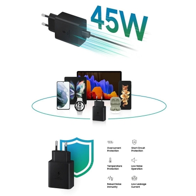 Picture of Official Samsung 45W PD Fast Charging Adapter /Charger Type-C to Type-C with Cable