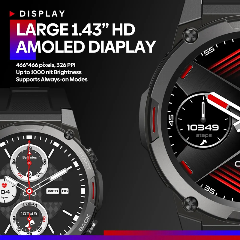 Picture of Zeblaze Vibe 7 Pro Smart Watch 1.43'' AMOLED Display Hi-Fi Bluetooth Phone Calls Military-grade Toughness Smartwatch