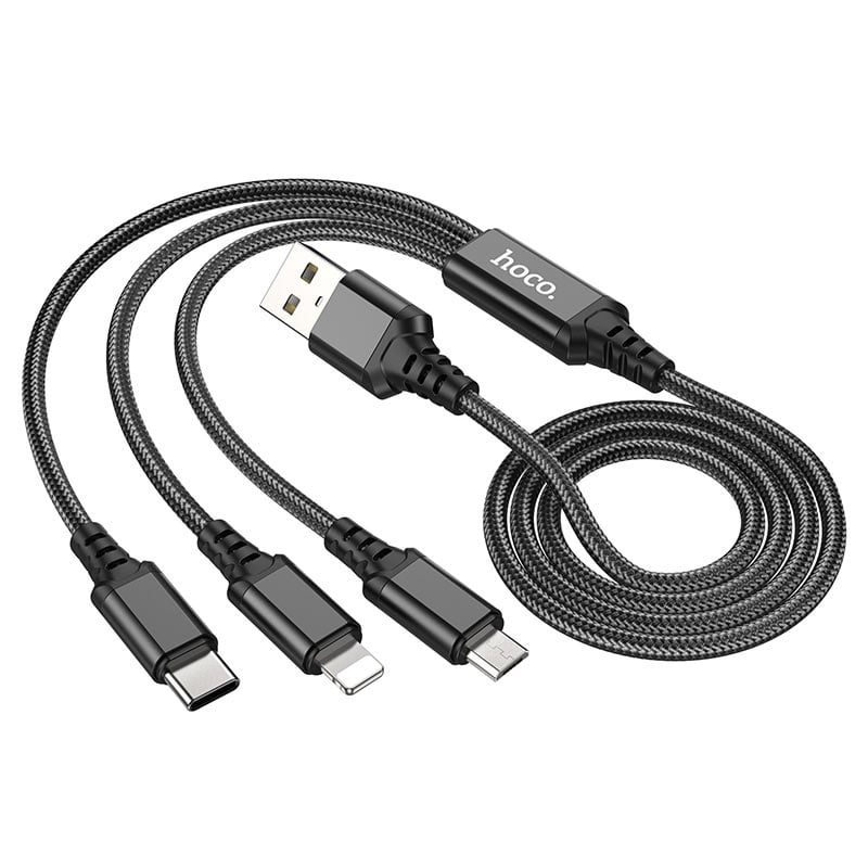 Picture of Hoco X76 Super 3‑in‑1 Charging Cable (Lightning / Micro‑USB / Type‑C, 1m)