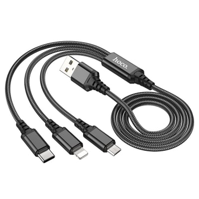 Picture of Hoco X76 Super 3‑in‑1 Charging Cable (Lightning / Micro‑USB / Type‑C, 1m)
