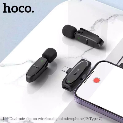 Picture of Hoco L15 Dual Wireless Lavalier Microphone Type-C & Lightning