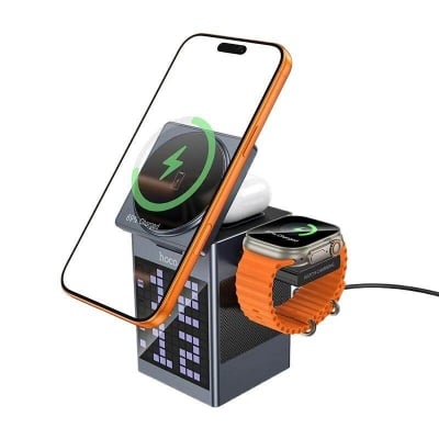 Picture of Hoco DWQ04 All‑in‑One Wireless Charging Alarm Clock Speaker
