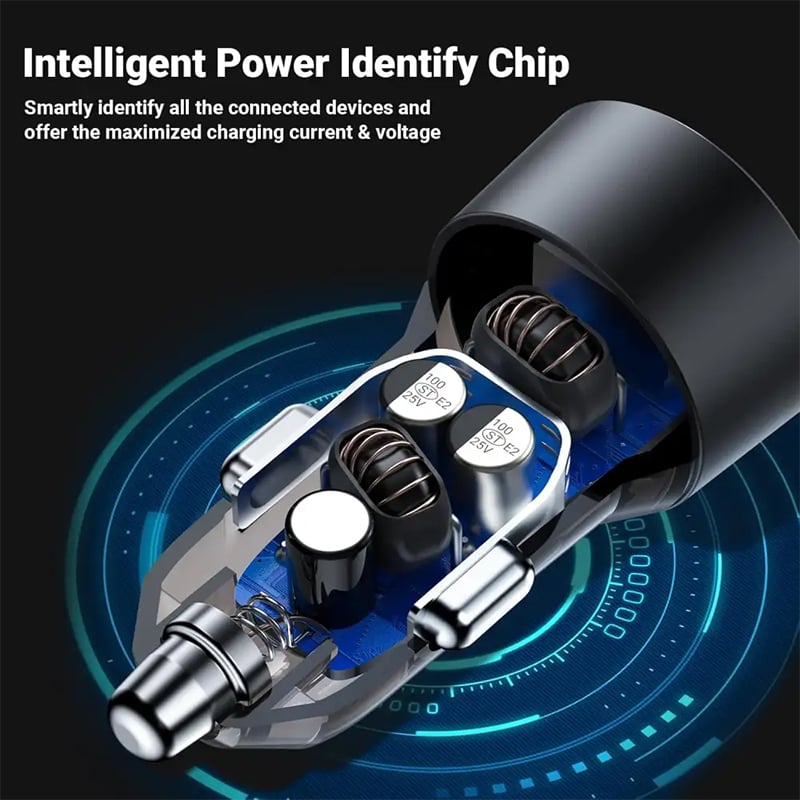 Picture of ACEFAST B12 Car Charger 60W – Dual Port USB‑A & USB‑C Fast Charging Adapter