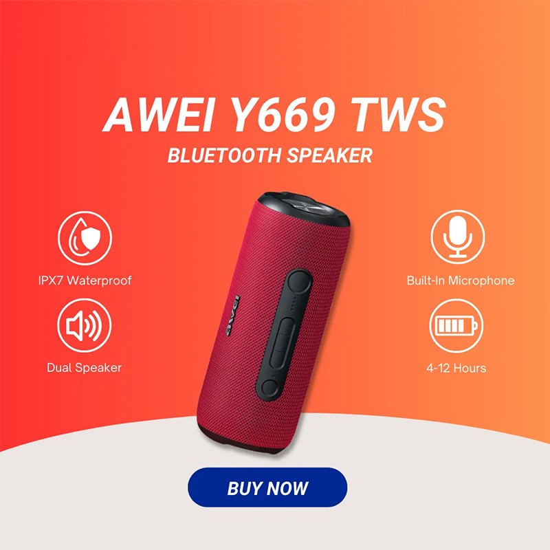 Picture of Awei Y669 Bluetooth TWS Waterproof Outdoor Dual Speaker (31W)