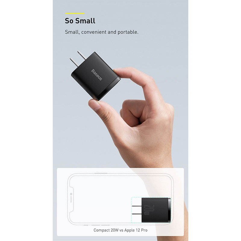 Picture of Baseus 20W USB Charger PD3.0 QC4.0 Fast Charging USB Type C Charger Portable Dual USB Port Phone Charger For iPhone 14 13 Pro Max 12 Pro Max 11 Mini 8 Plus