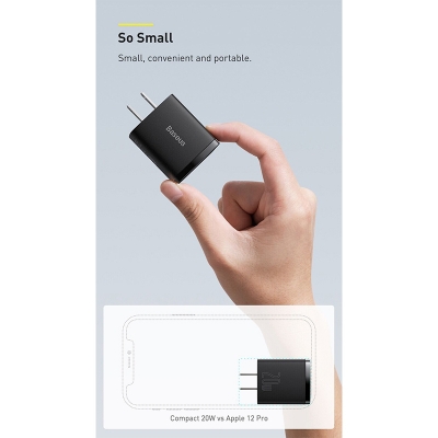 Picture of Baseus 20W USB Charger PD3.0 QC4.0 Fast Charging USB Type C Charger Portable Dual USB Port Phone Charger For iPhone 14 13 Pro Max 12 Pro Max 11 Mini 8 Plus