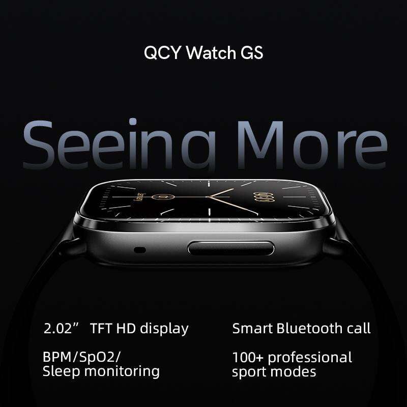 Picture of QCY GS Smart Watch 2.02 inch HD 60Hz Display Bluetooth Calling IPX8 Waterproof 24 Hours Heart Rate Monitor SPO2 Sensor 100+ Sports Modes Smartwatch for Men and Women