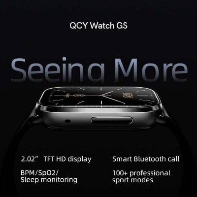 Picture of QCY GS Smart Watch 2.02 inch HD 60Hz Display Bluetooth Calling IPX8 Waterproof 24 Hours Heart Rate Monitor SPO2 Sensor 100+ Sports Modes Smartwatch for Men and Women