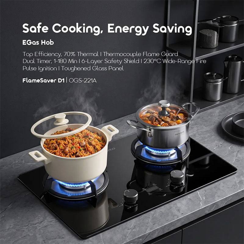 Picture of oraimo FlameSaver D1 OGS‑221A (Dual Burner Gas Hob, 6‑Layer Safety)