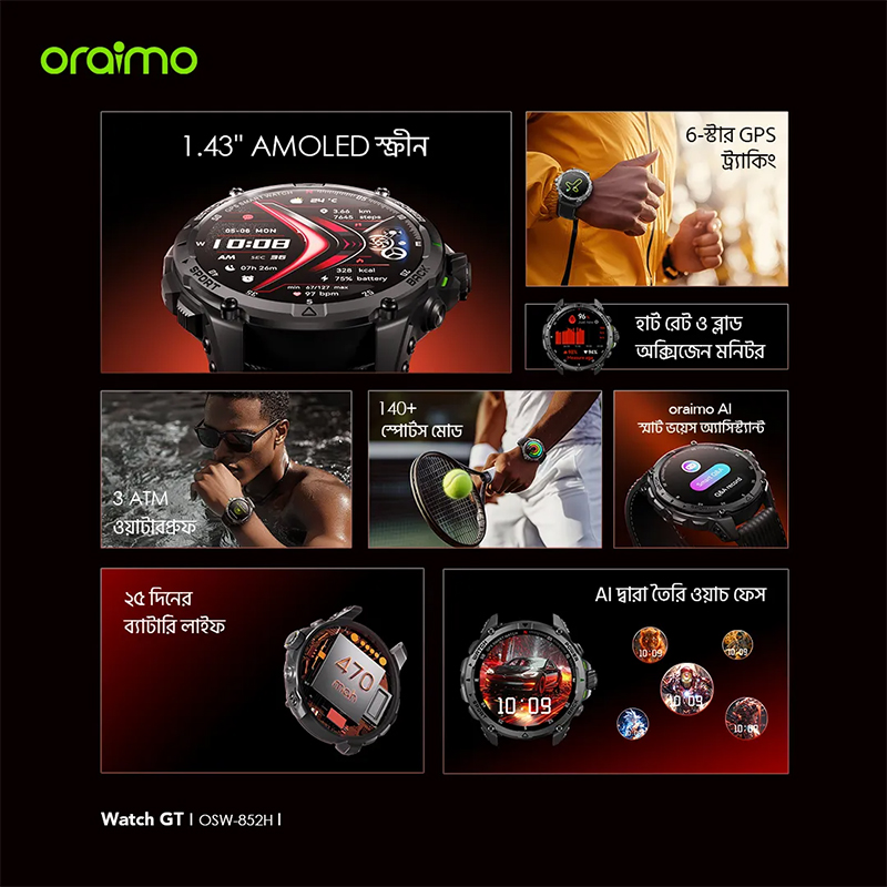 Picture of Oraimo Watch GT Smart Watch (OSW‑852H)
