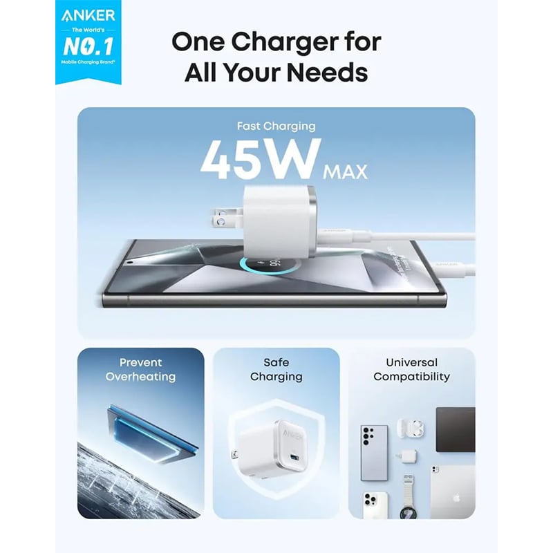 Picture of Anker Nano 45W Charger – Ultra-Compact 1C Fast Charger (A2692)