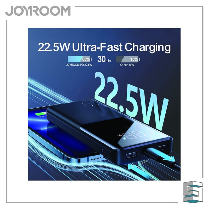 Picture of JOYROOM JR-QP191 22.5W Power Bank 10000MAH PD 20W Super Fast Charging 2 Input 3 Output LED Digital Display Battery