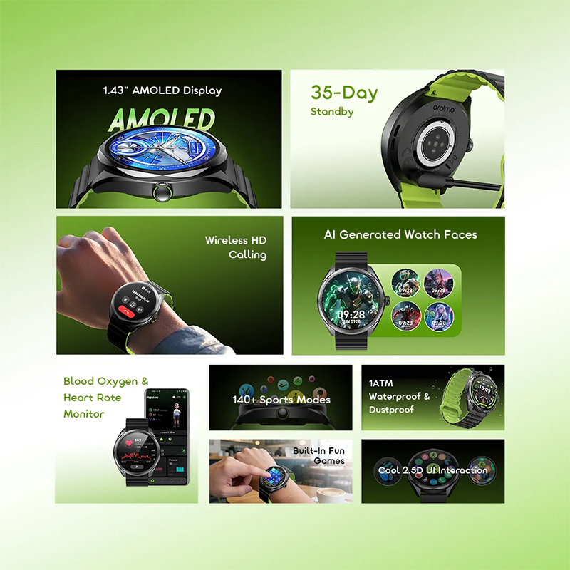 Picture of oraimo Watch Nova 2R OSW‑834 (1.43" AMOLED Smartwatch, 35‑Day Standby)