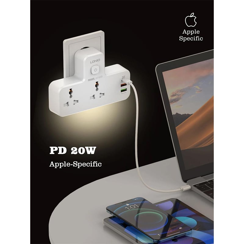Picture of LDNIO SC2311 20W 3‑Port USB Charger Extension Power Strip