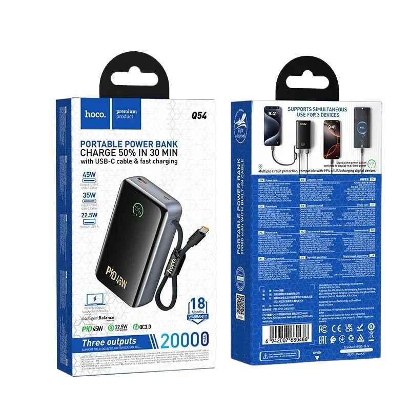 Picture of Hoco Q54 PD 45W 20000mAh Power Bank (Shine Series)