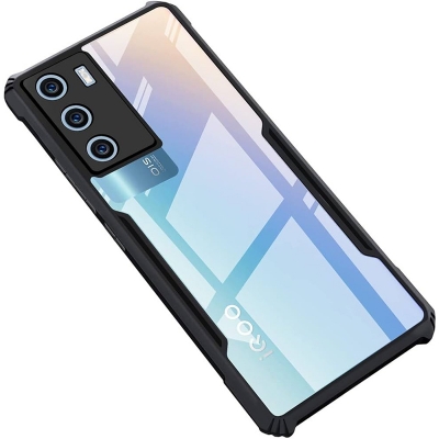 Picture of For iPhone 16 Pro Transparent Back Case Q Series Clear Soft Hard Phone Cover Case Black