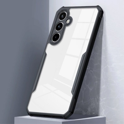 Picture of For Vivo Y03 4g Edge-Reinforced Shockproof Cushion Back Clear Hybrid Transparent Hard Cover Casing Black