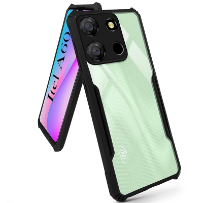Picture of For Samsung Galaxy A25 5G Xunddu Shockproof TPU Bumper Clear Acrylic Mobile Phone Case Back Cover Black