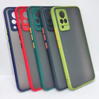 Picture of For Realme C31 Shockproof Gradient Tempered Glass Back Soft Silicone Edge Case  / Cover Black