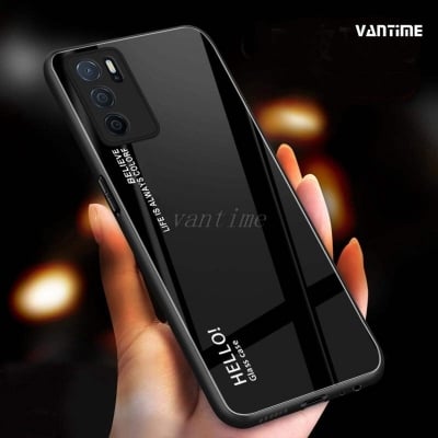 Picture of for Realme Narzo 50i Case Glass Hard Shockproof Phone Back Cover - Camera - Phone Back Cover (Back Case Cover For Smartphone) Black