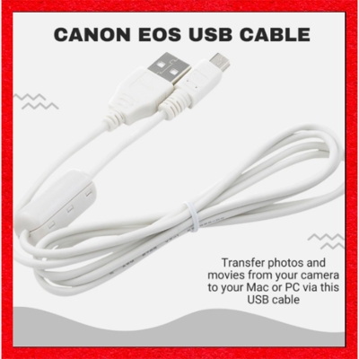 Picture of Canon USB Cable EOS for 1000D 700D 650D 600D 550D 50D 40D 30D 500D 400D 60D etc 