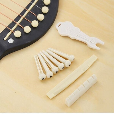 Picture of Full Set white Acoustic Guitar Bridge Pins, Saddle And Nut with String remover 