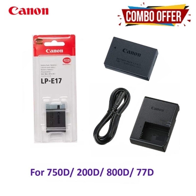 Picture of Canon LP-E17 Battery & Charger With Free Power Cable Combo Pack For Canon 750d/200d/800d/77d & More 
